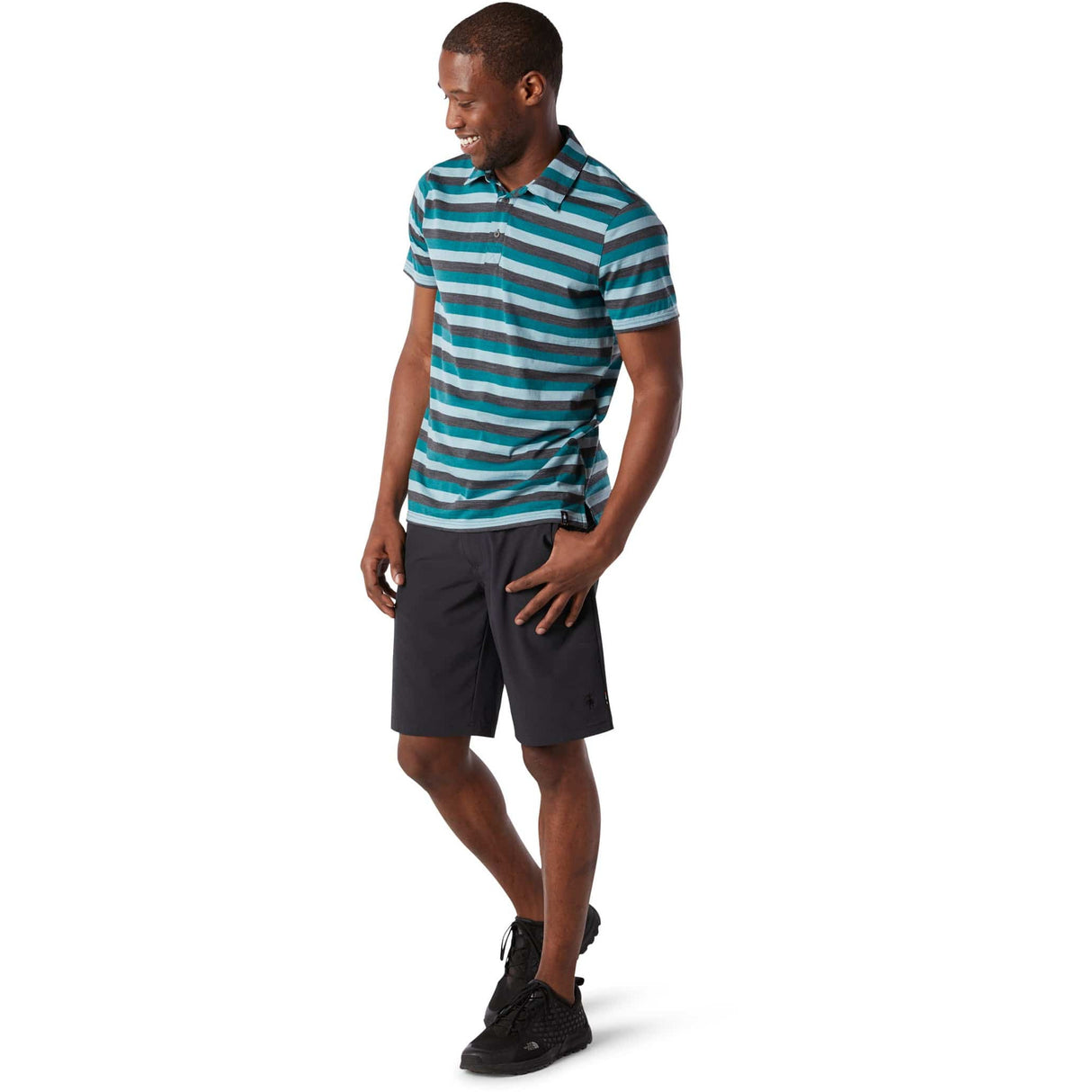 Smartwool Mens Merino 150 Polo - Clearance  -  Medium / Pacific Stripe