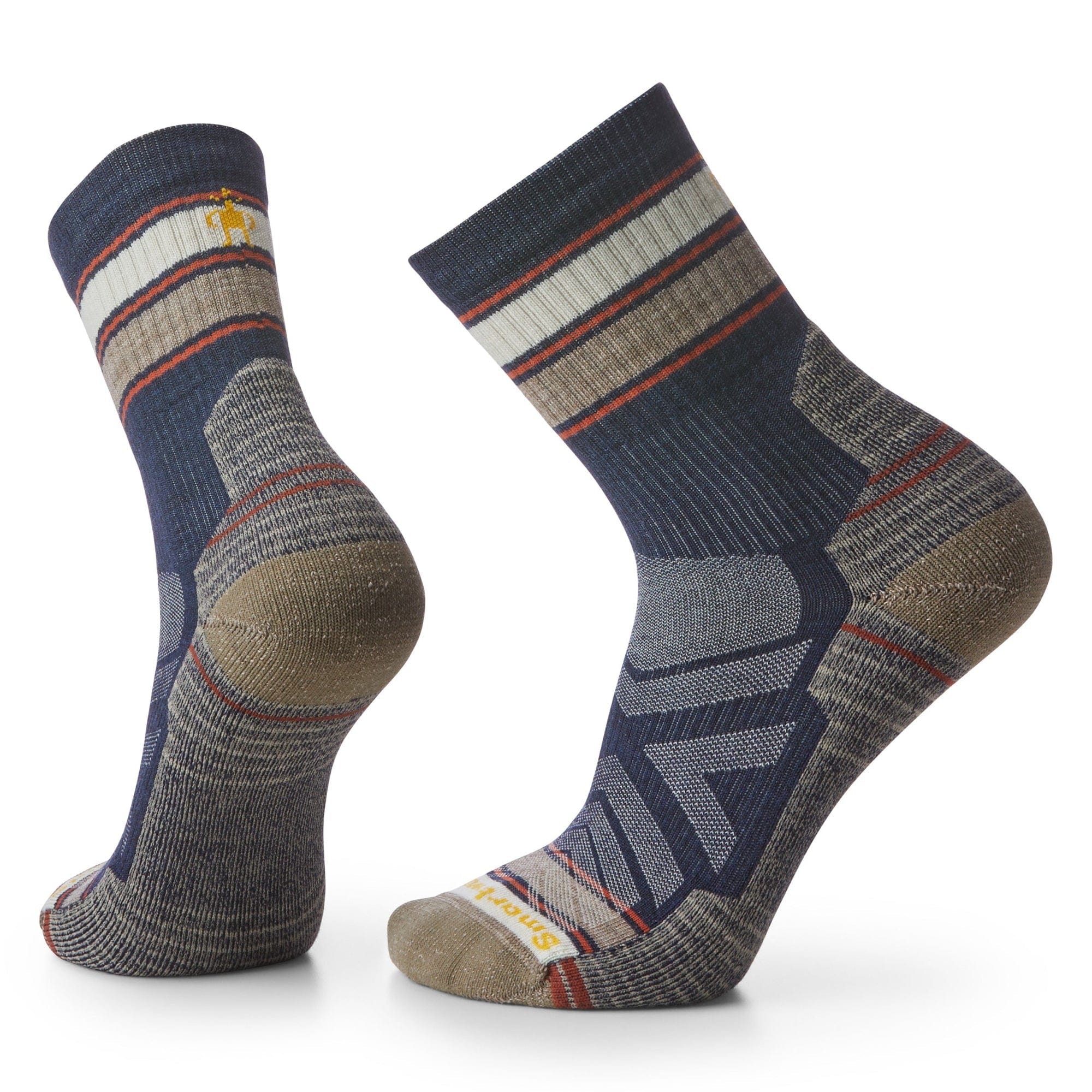 Smartwool Hike Striped Mid Crew Socks  -  Medium / Deep Navy