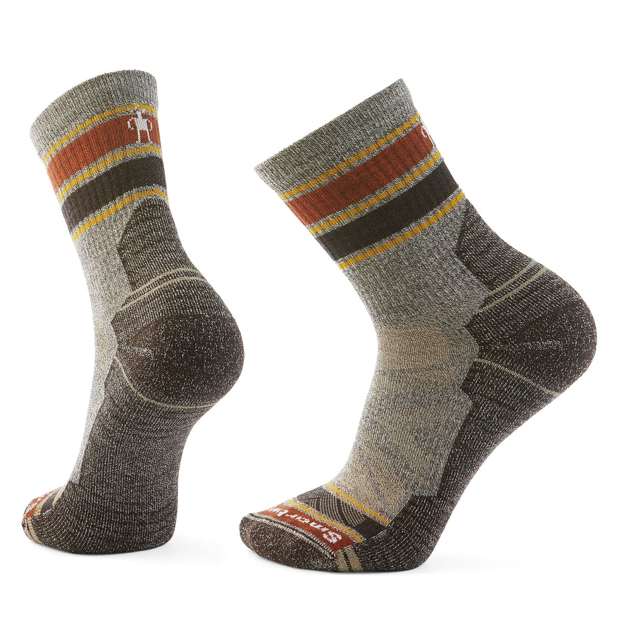 Smartwool Hike Striped Mid Crew Socks  -  Medium / Taupe/Natural Marl
