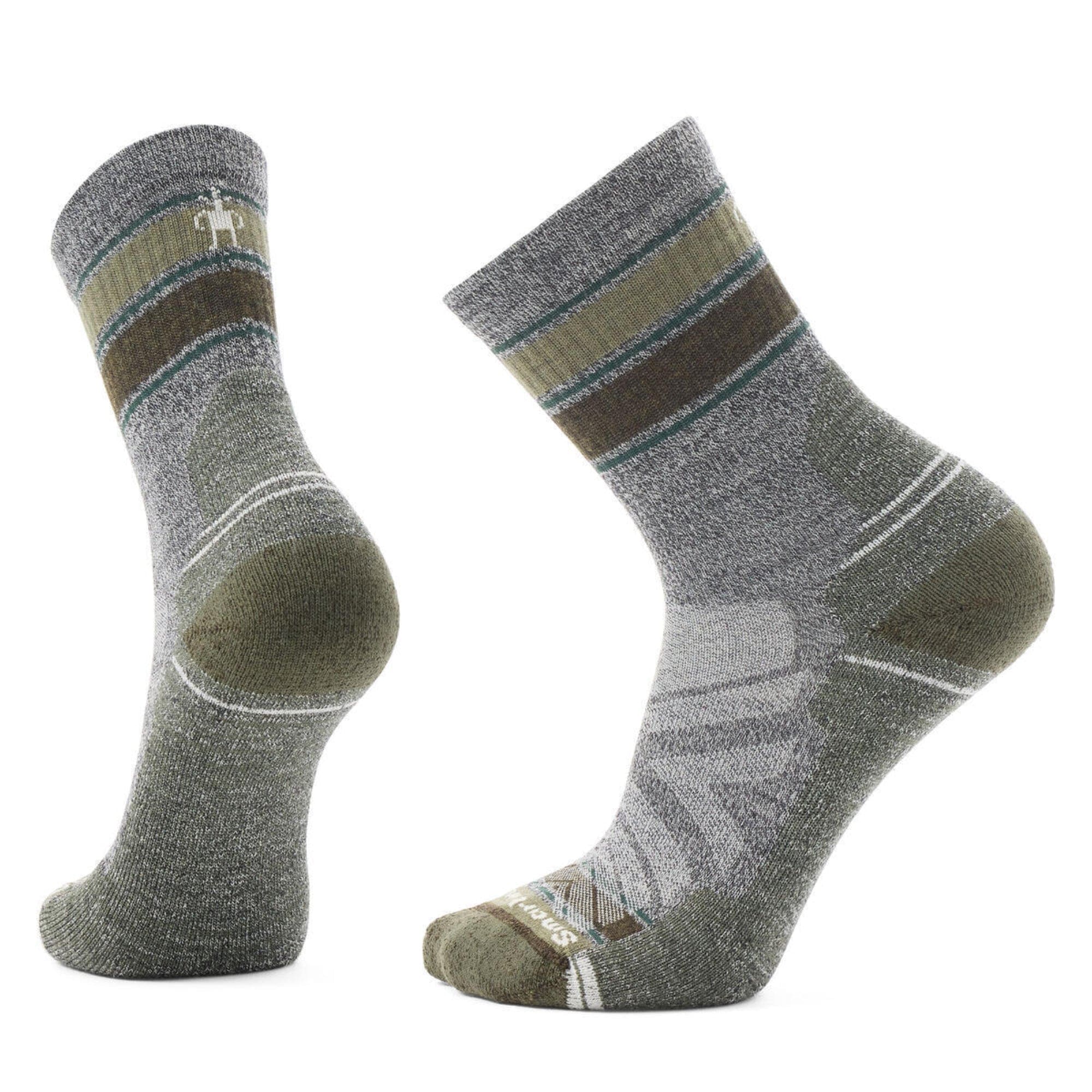 Smartwool Hike Striped Mid Crew Socks  -  Medium / Ash/Charcoal
