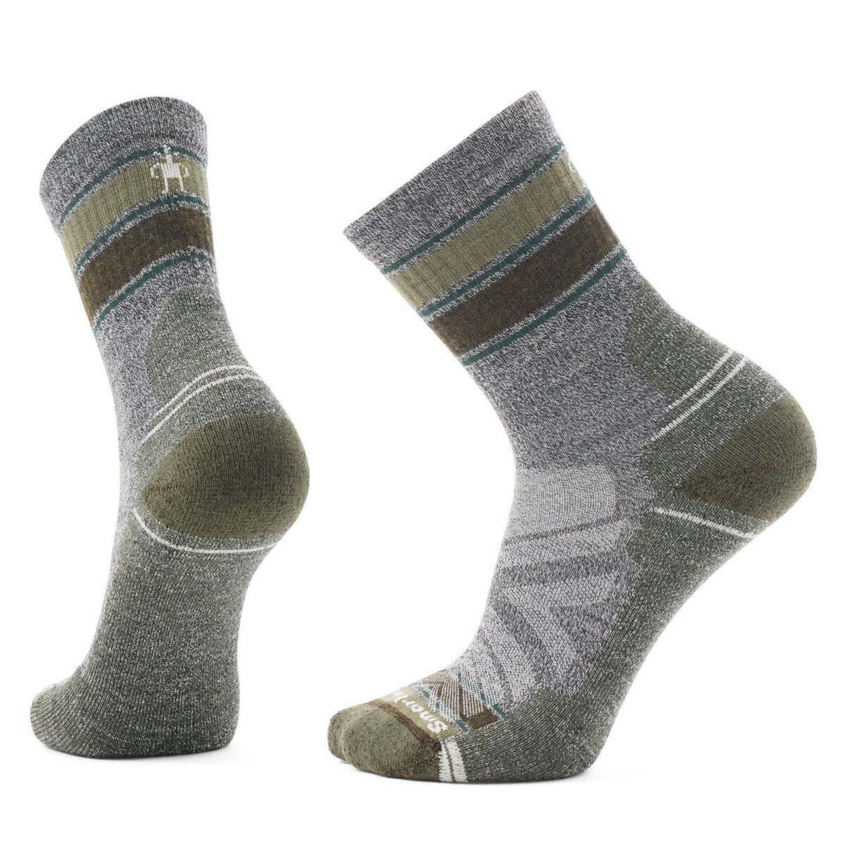 Smartwool Hike Striped Mid Crew Socks  -  Medium / Ash/Charcoal