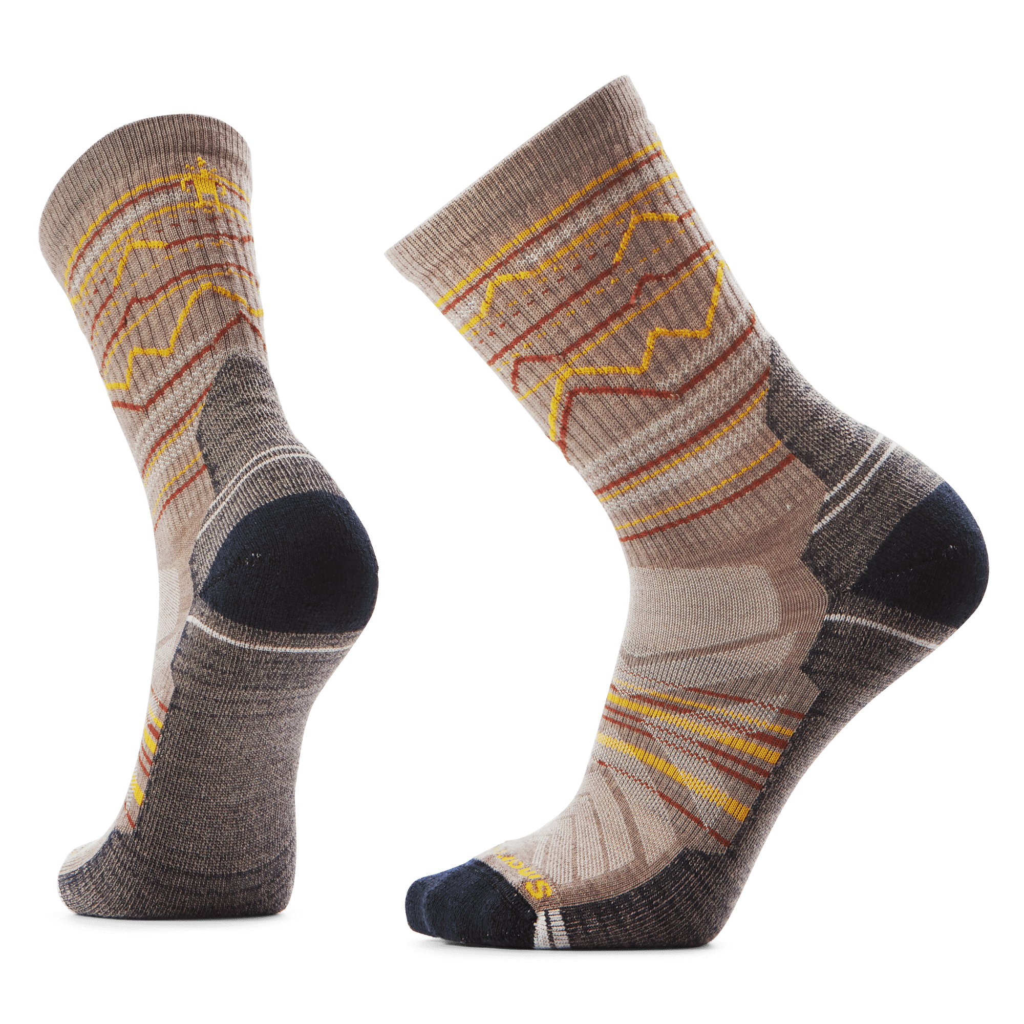 Smartwool Hike Light Cushion Mountain Range Pattern Crew Socks  -  Medium / Fossil