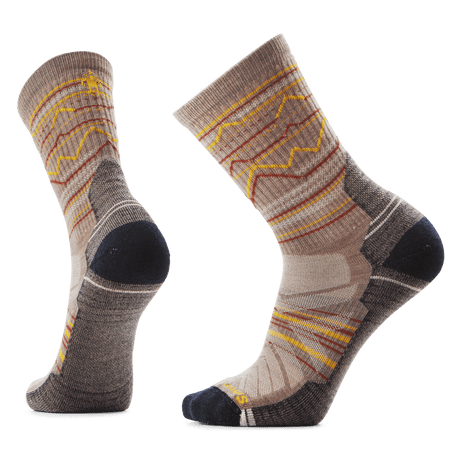 Smartwool Hike Light Cushion Mountain Range Pattern Crew Socks  -  Medium / Fossil