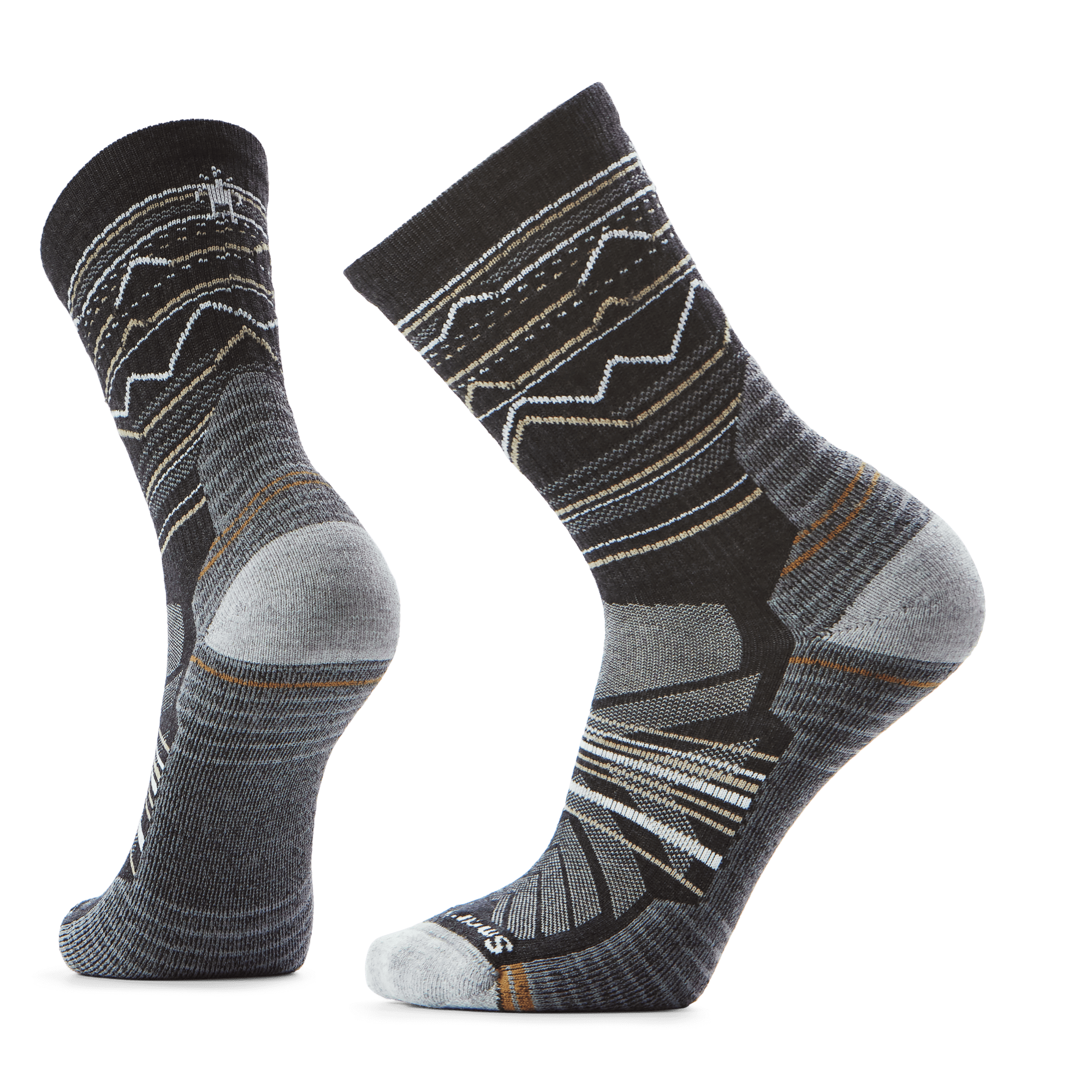 Smartwool Hike Light Cushion Mountain Range Pattern Crew Socks  -  Medium / Charcoal/Light Gray