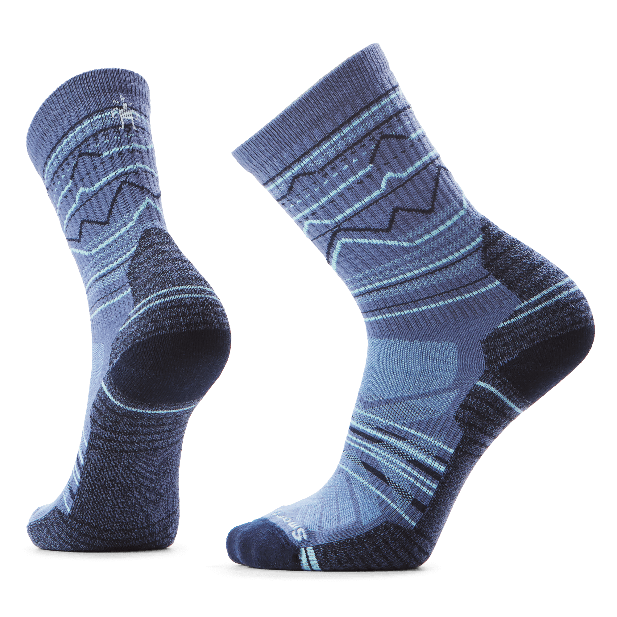 Smartwool Hike Light Cushion Mountain Range Pattern Crew Socks  -  Medium / Nightfall Blue