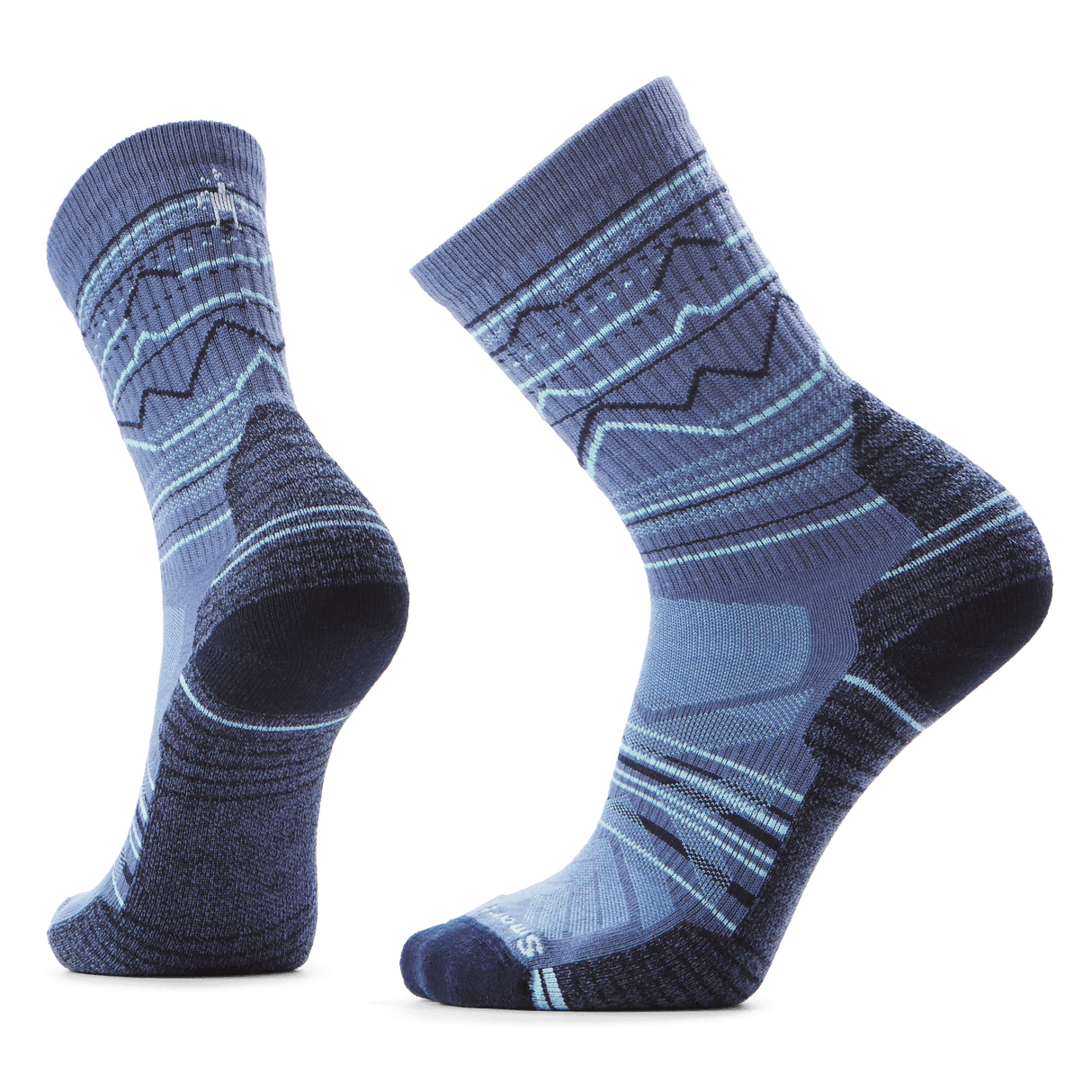Smartwool Hike Light Cushion Mountain Range Pattern Crew Socks - Medium / Nightfall Blue