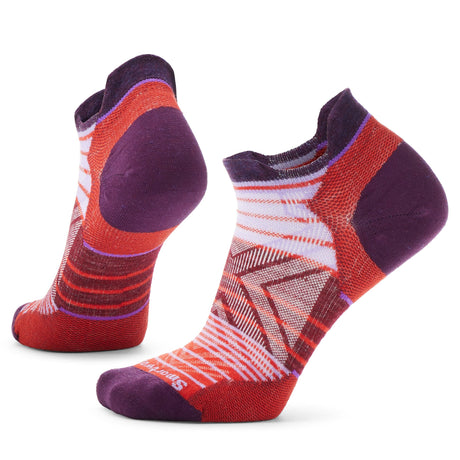 Smartwool Womens Run Zero Cushion Stripe Low Ankle Socks  -  Small / Tandoori Orange