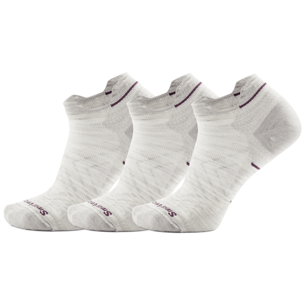 Smartwool Womens Run Zero Cushion Low Ankle 3-Pack Socks - Small / Ash