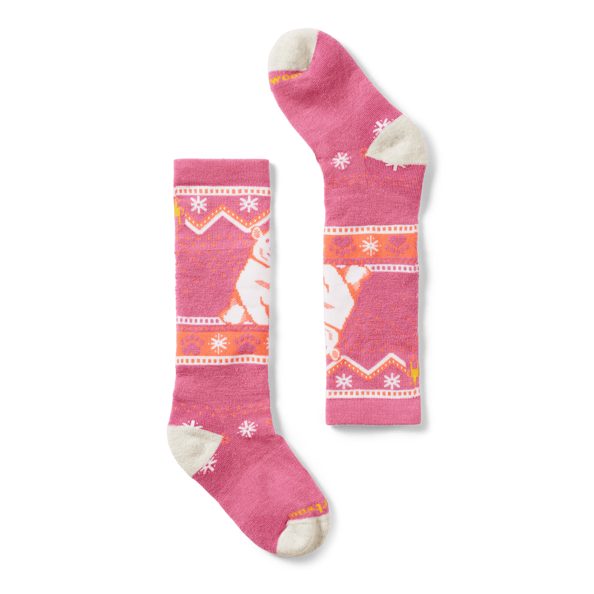 Smartwool Kids Wintersport Full Cushion Polar Bear Pattern Over-the-Calf Socks  -  Large / Garden Pink