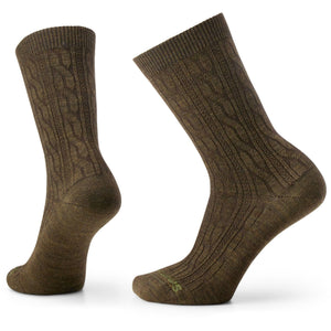 Smartwool Womens Everyday Cable Crew Socks  -  Large / Military Olive