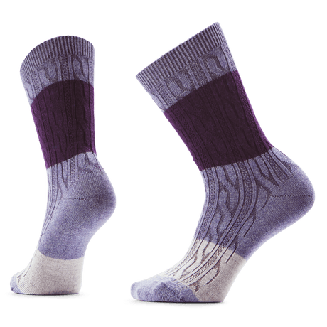 Smartwool Everyday Color Block Cable Crew Socks  -  Medium / Chalk Violet