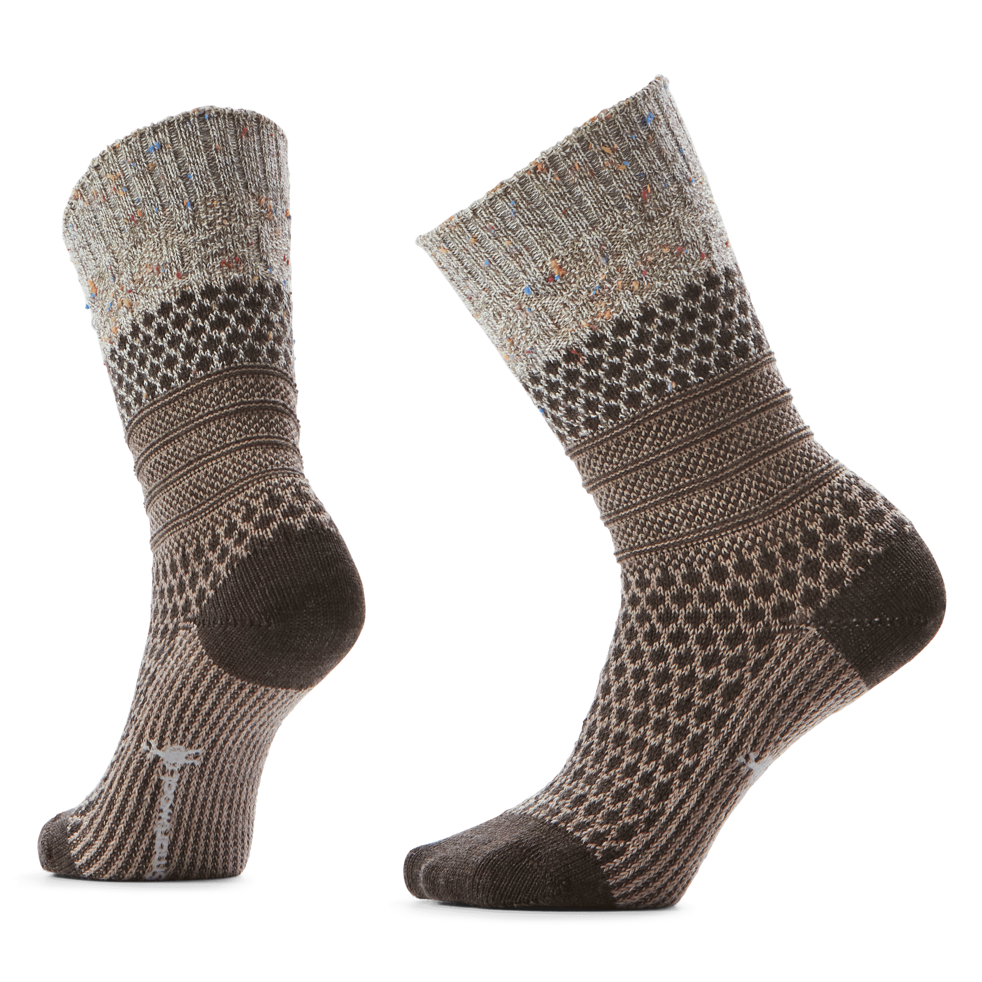 Smartwool Womens Everyday Popcorn Cable Crew Socks  -  Medium / Taupe/Natural Marl