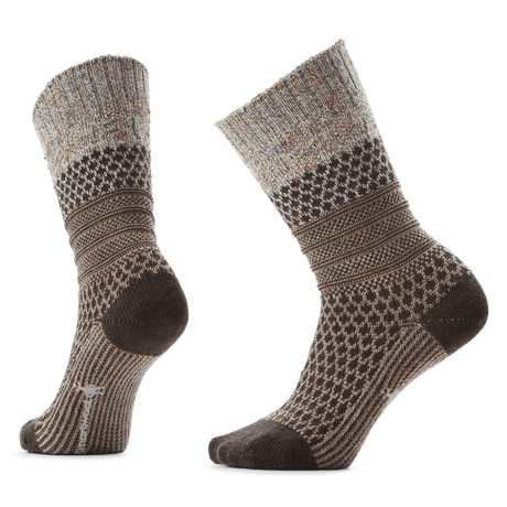 Smartwool Womens Everyday Popcorn Cable Crew Socks  -  Medium / Taupe/Natural Marl