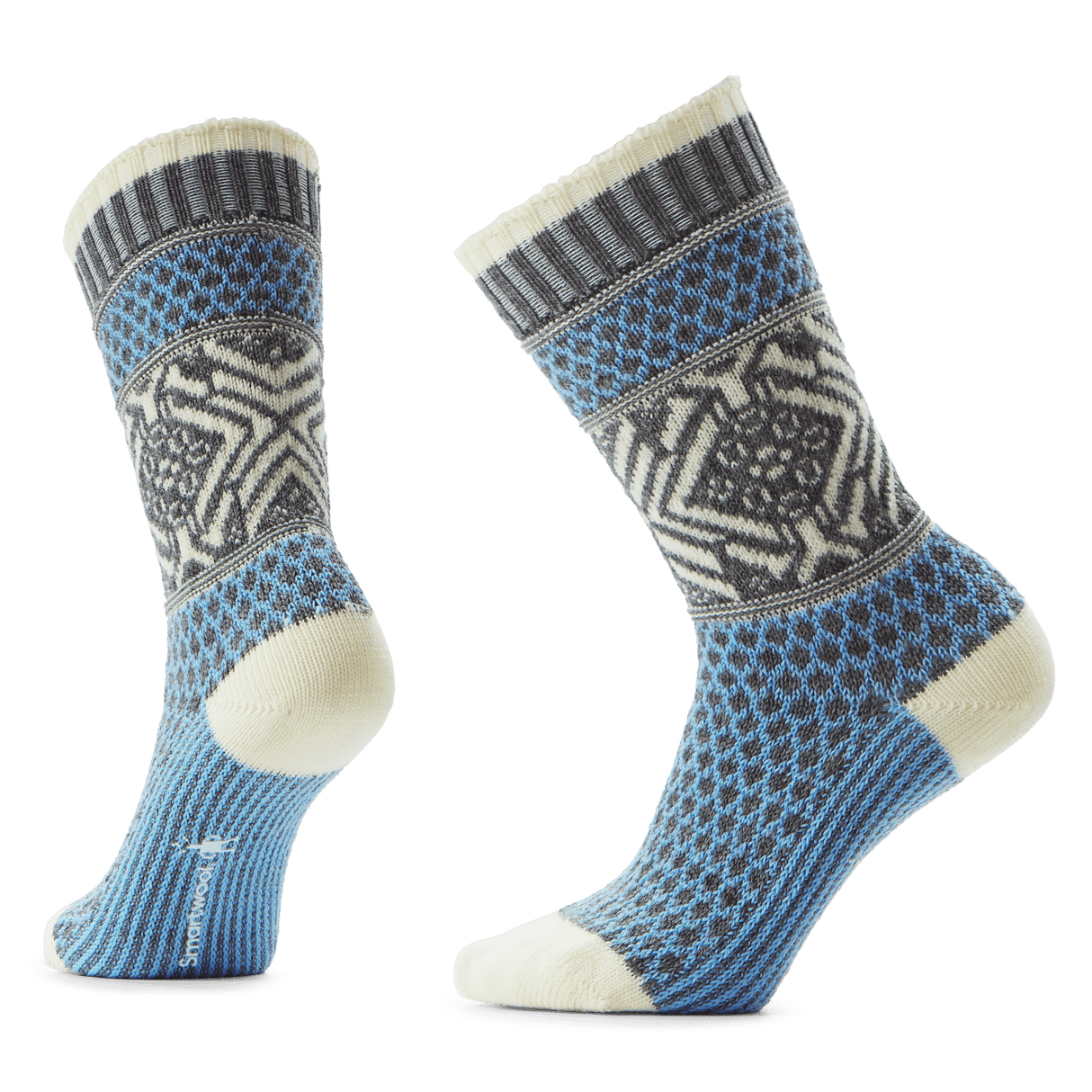 Smartwool Womens Everyday Popcorn Snowflake Pattern Crew Socks  -  Small / Serene Blue