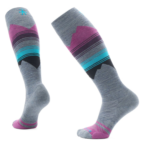 Smartwool Womens Ski Targeted Cushion Pattern Over-the-Calf Socks - Clearance  -  Large / Pewter Blue