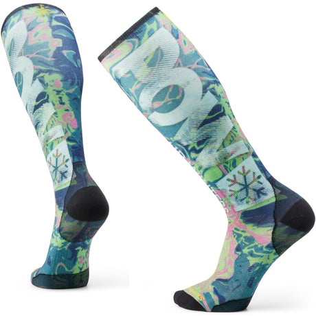 Smartwool Ski Zero Cushion POW Print Over the Calf Socks  -  Medium / Twilight Blue