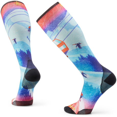 Smartwool Ski Zero Cushion Ski Day Print Over-the-Calf Socks  -  Small / Laguna Blue