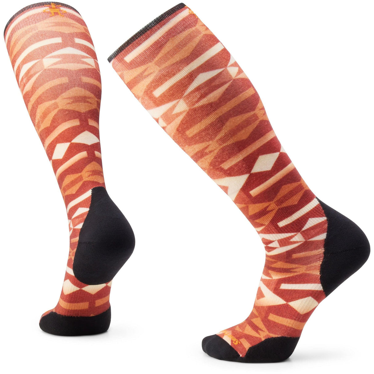 Smartwool Ski Targeted Cushion Colliding Clouds Print Over-the-Calf Socks - Clearance  -  X-Large / Orange Rust