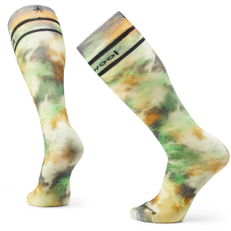 Smartwool Ski Full Cushion Groovy Tie Dye Print Over The Calf Socks  -  Medium / Winter Moss