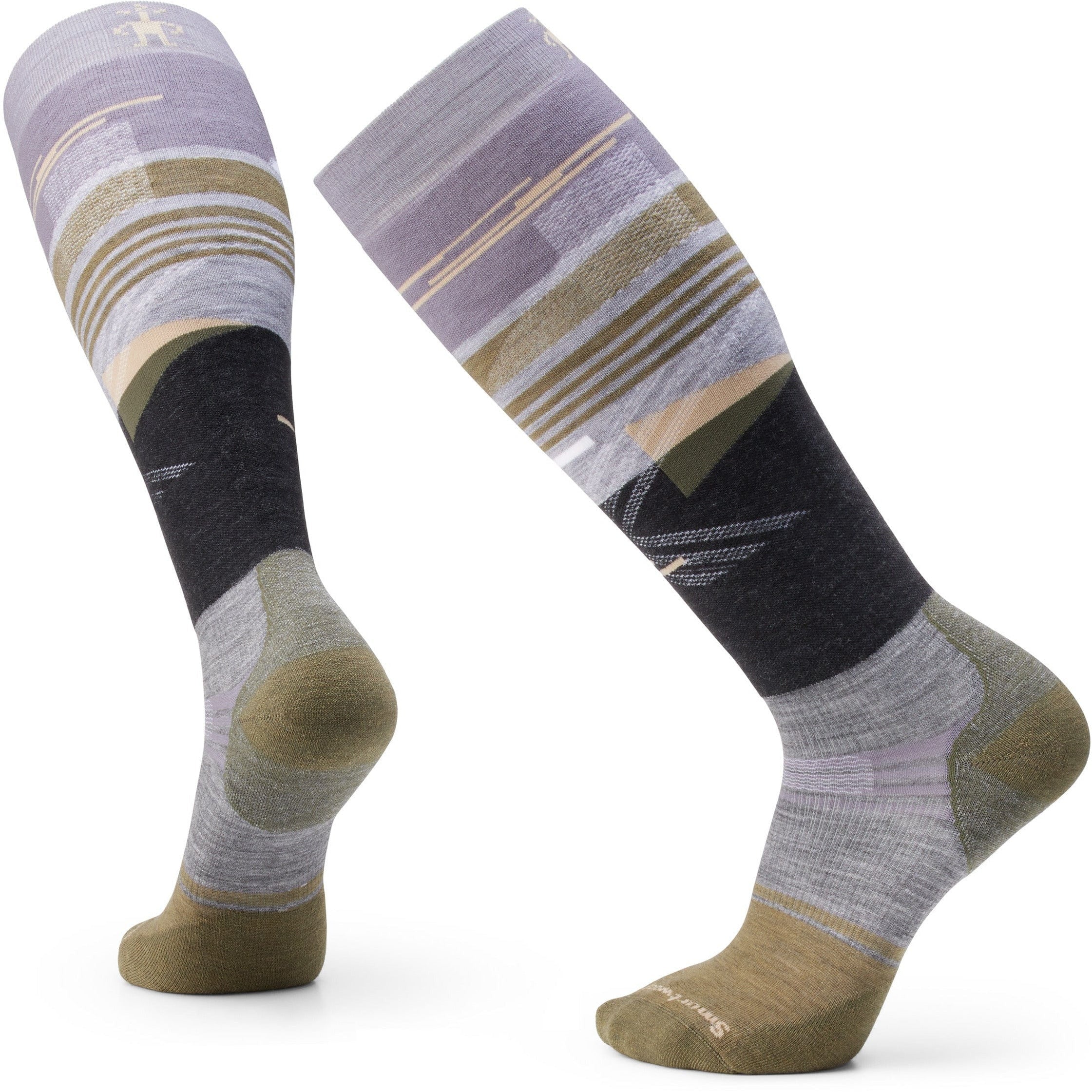 Smartwool Snowboard Targeted Cushion Broken Lines Pattern Over-the-Calf Socks - Clearance  -  X-Large / Graphite