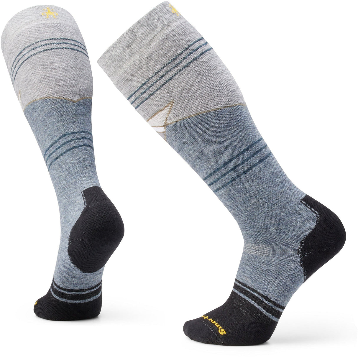 Smartwool Snowboard Full Cushion Mountain Geo Pattern Over-the-Calf Socks - Clearance  -  X-Large / Pewter Blue