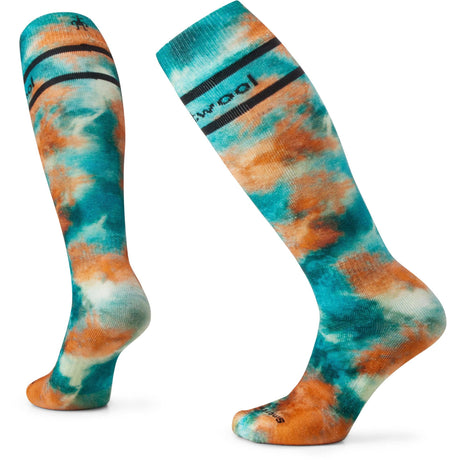Smartwool Womens Ski Full Cushion Tie Dye Print OTC Socks - Clearance  -  Large / Cascade Green