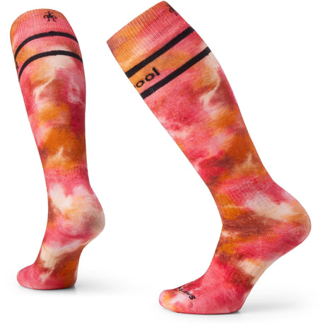 Smartwool Womens Ski Full Cushion Tie Dye Print OTC Socks  -  Medium / Power Pink