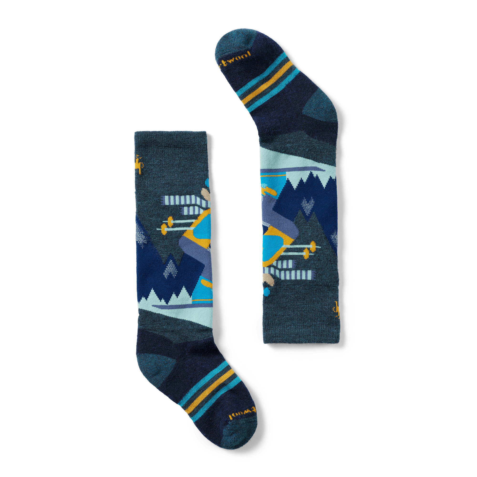 Smartwool Kids Wintersport Full Cushion Mountain Moose Pattern Knee-High Socks  -  Medium / Twilight Blue