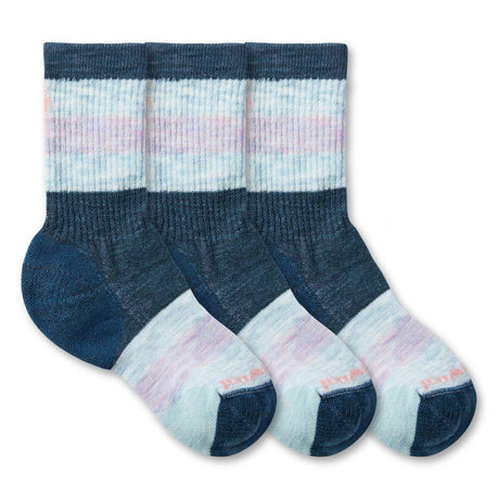 Smartwool Kids Hike Full Cushion Striped Crew 3-Pack Socks  -  Small / Twilight Blue