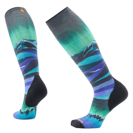Smartwool Womens Ski Targeted Cushion Compression Print Over-the-Calf Socks  -  Small / Black