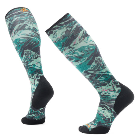 Smartwool Ski Targeted Cushion Green Slopes Print Over-the-Calf Socks - Clearance  -  Medium / Black