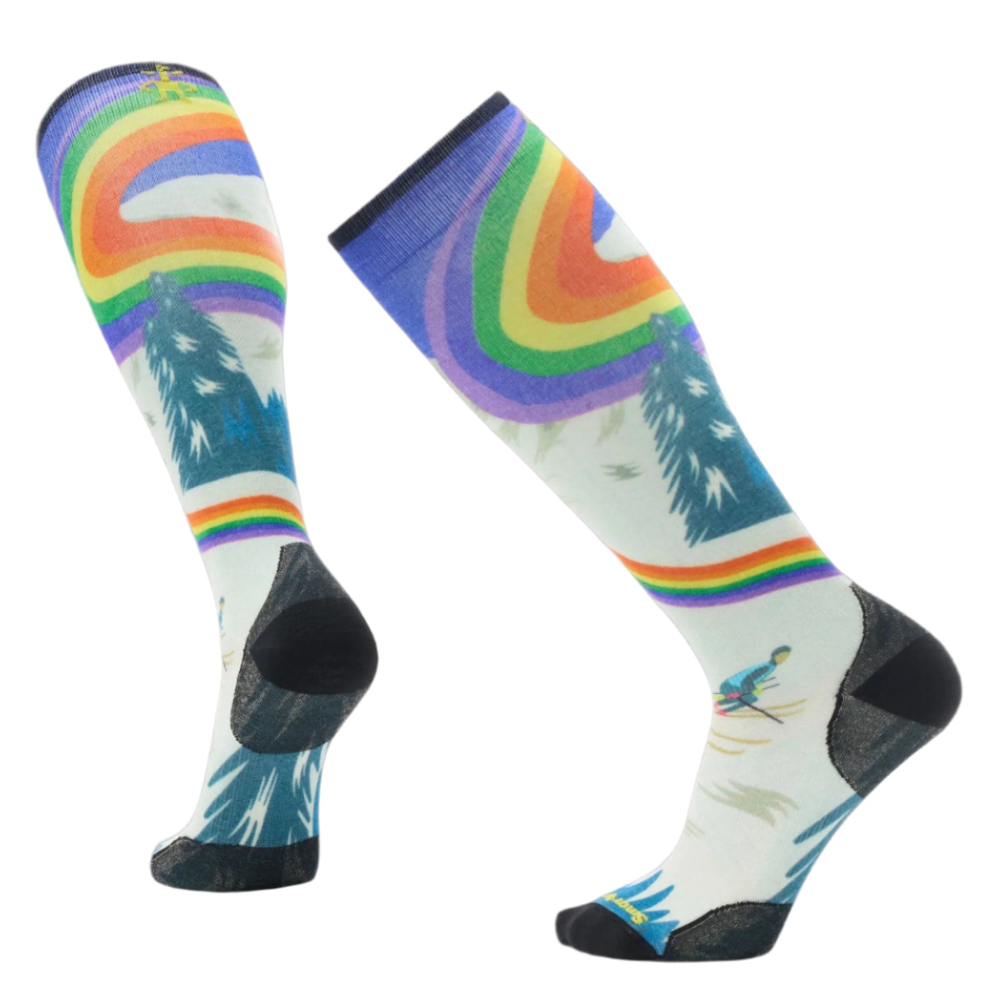 Smartwool Mens Ski Zero Cushion Rainbow Trails Print OTC Socks  -  Small / Laguna Blue