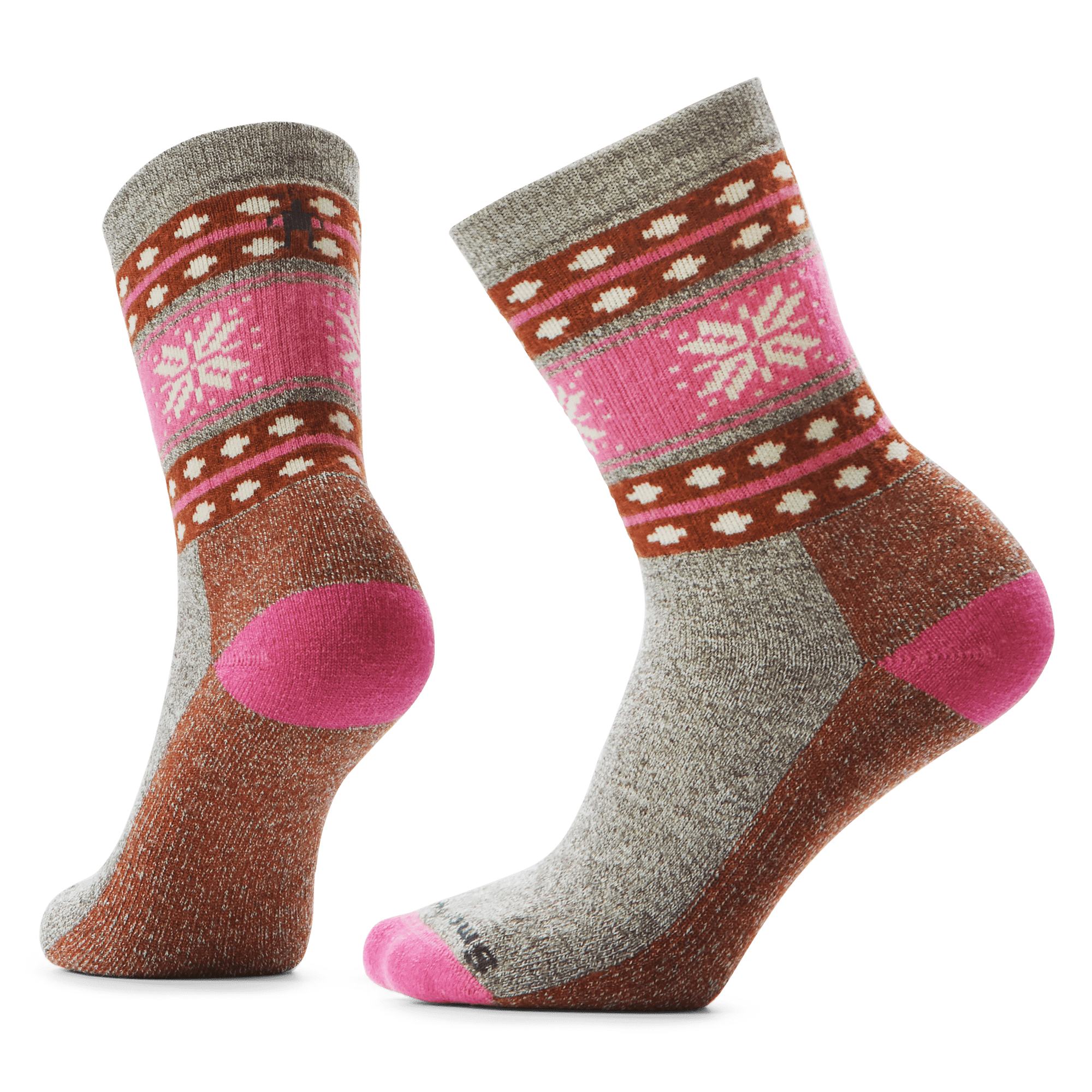 Smartwool Everyday Cozy Snowflake Dream Crew Socks  -  Small / Taupe/Natural Marl