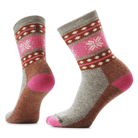 Smartwool Everyday Cozy Snowflake Dream Crew Socks  -  Small / Taupe/Natural Marl