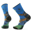 Smartwool Mens Hike Targeted Cushion Eagle Print Crew Socks  -  Medium / Laguna Blue