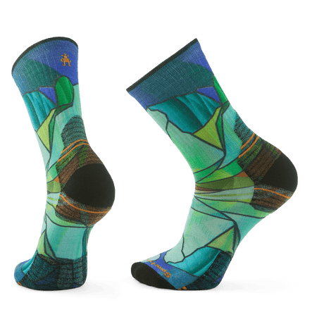 Smartwool Mens Hike Targeted Cushion Mirror Mountain Print Crew Socks  -  Medium / Capri