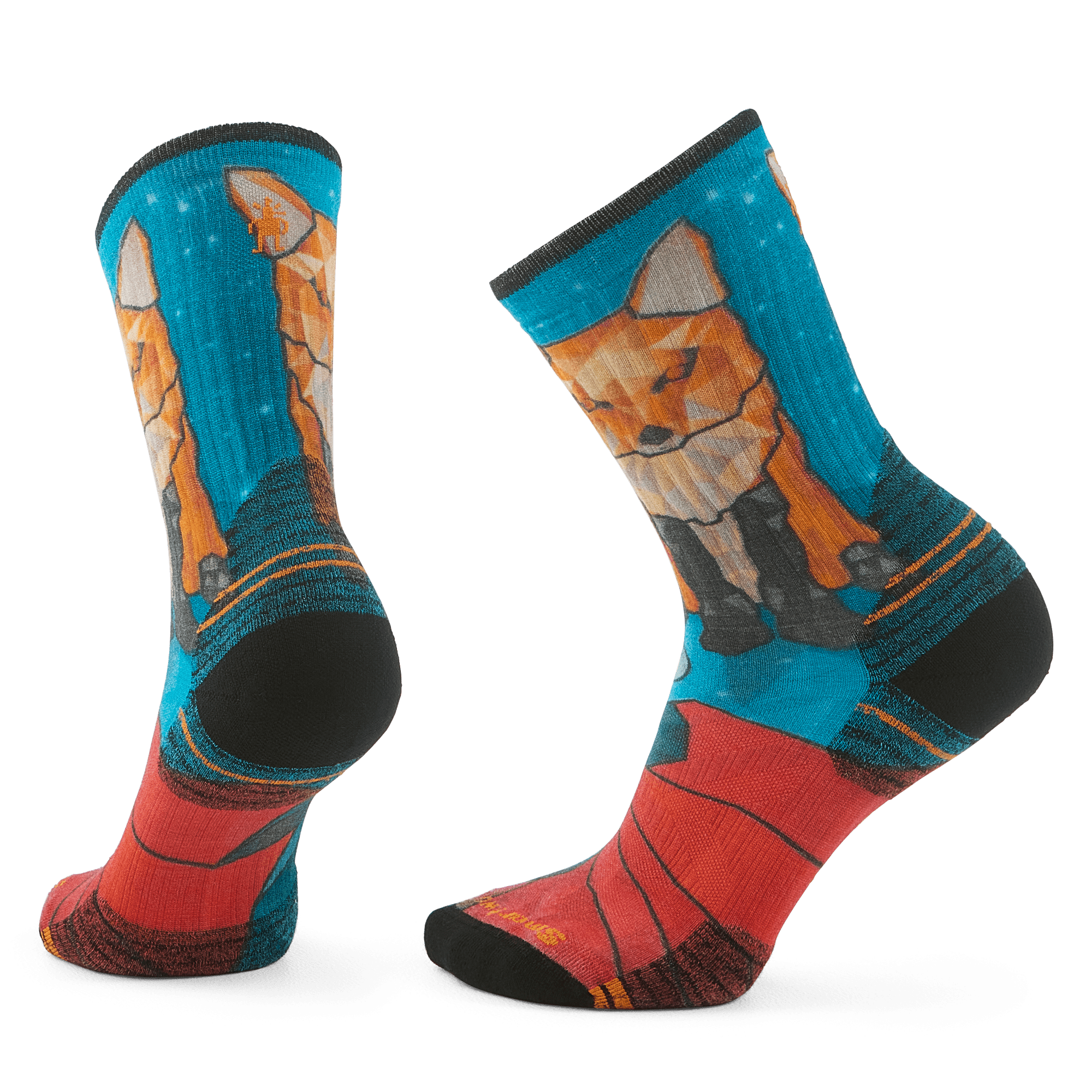 Smartwool Womens Hike Targeted Cushion Geo Fox Print Crew Socks  -  Small / Capri