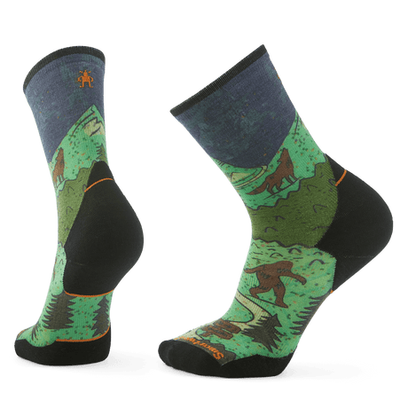 Smartwool Mens Trail Run Targeted Cushion Neature Print Crew Socks  -  Medium / Twilight Blue