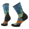 Smartwool Womens Trail Run Targeted Cushion Mountain Print Crew Socks  -  Small / Twilight Blue