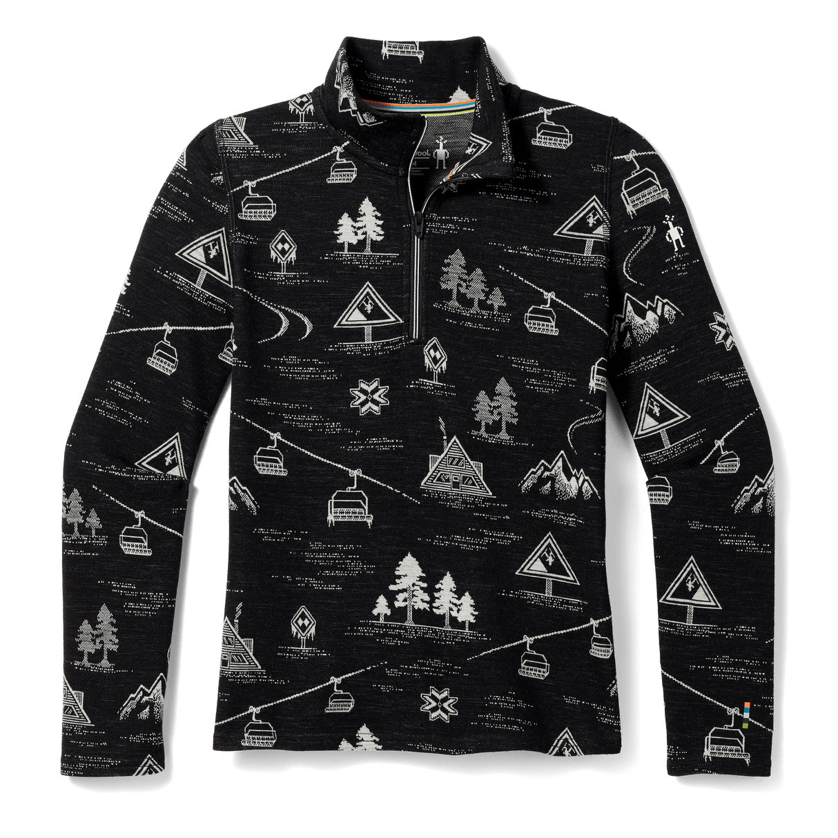 Smartwool Kids Classic Thermal Merino Base Layer 1/4 Zip  -  XXS / Black Ski Day