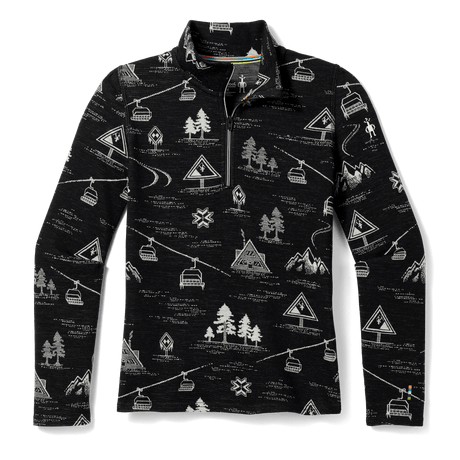 Smartwool Kids Classic Thermal Merino Base Layer 1/4 Zip  -  XXS / Black Ski Day