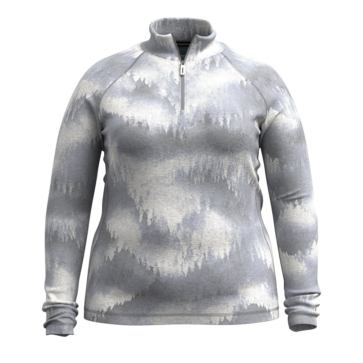 Smartwool Womens Classic Thermal Merino Base Layer 1/4 Zip Plus - Clearance  -  1X / Light Gray Foggy Pines