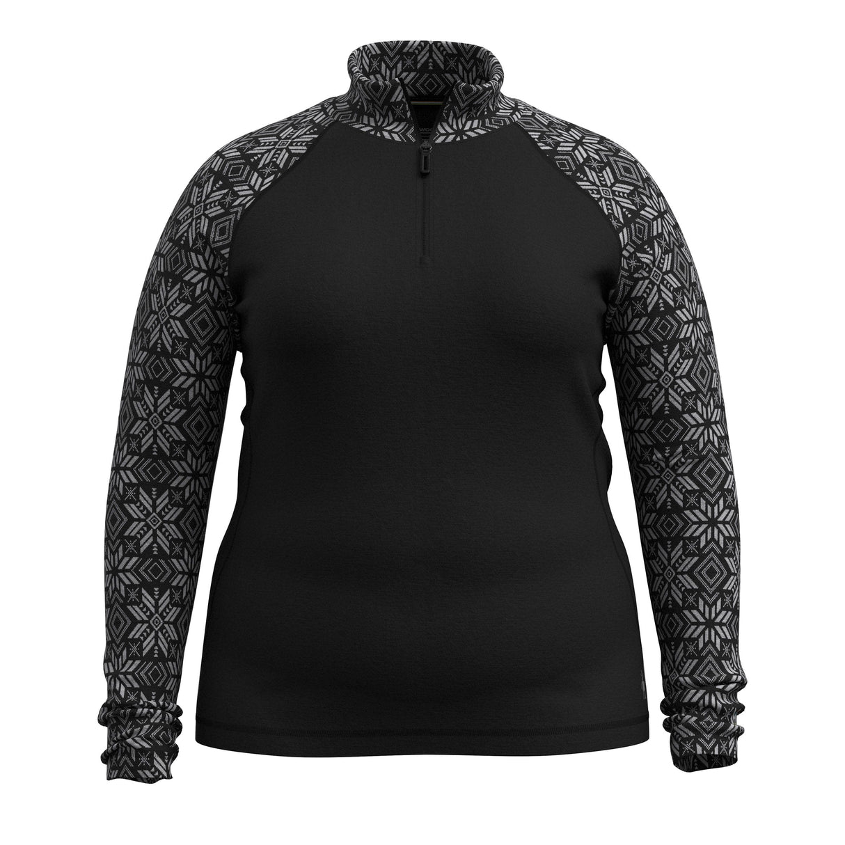 Smartwool Womens Classic Thermal Merino Base Layer 1/4 Zip Plus - Clearance  -  1X / Black Digi Snow