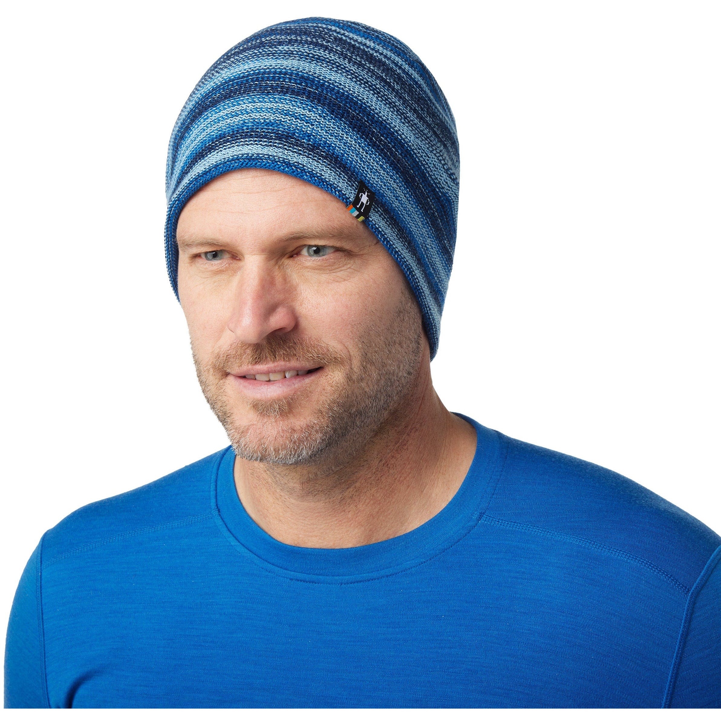 Smartwool Mens Boundary Line Reversible Beanie - Clearance  -  One Size Fits Most / Laguna Blue