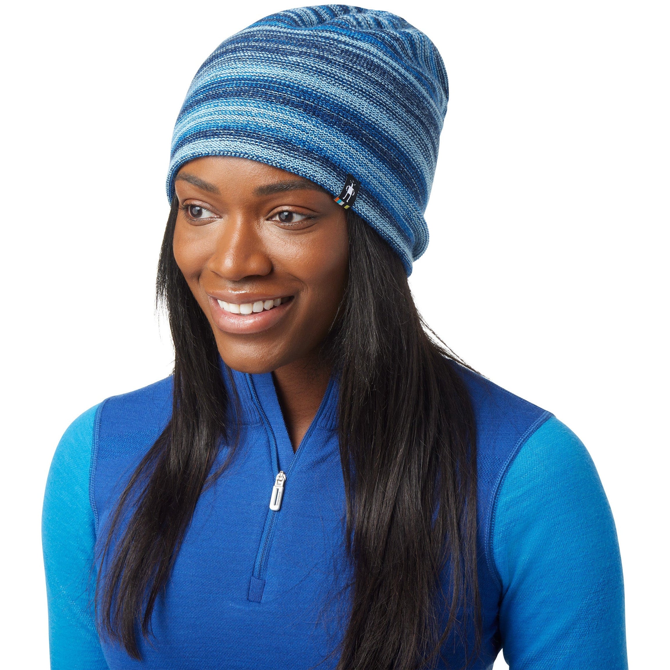 Smartwool Mens Boundary Line Reversible Beanie - Clearance  -  One Size Fits Most / Laguna Blue