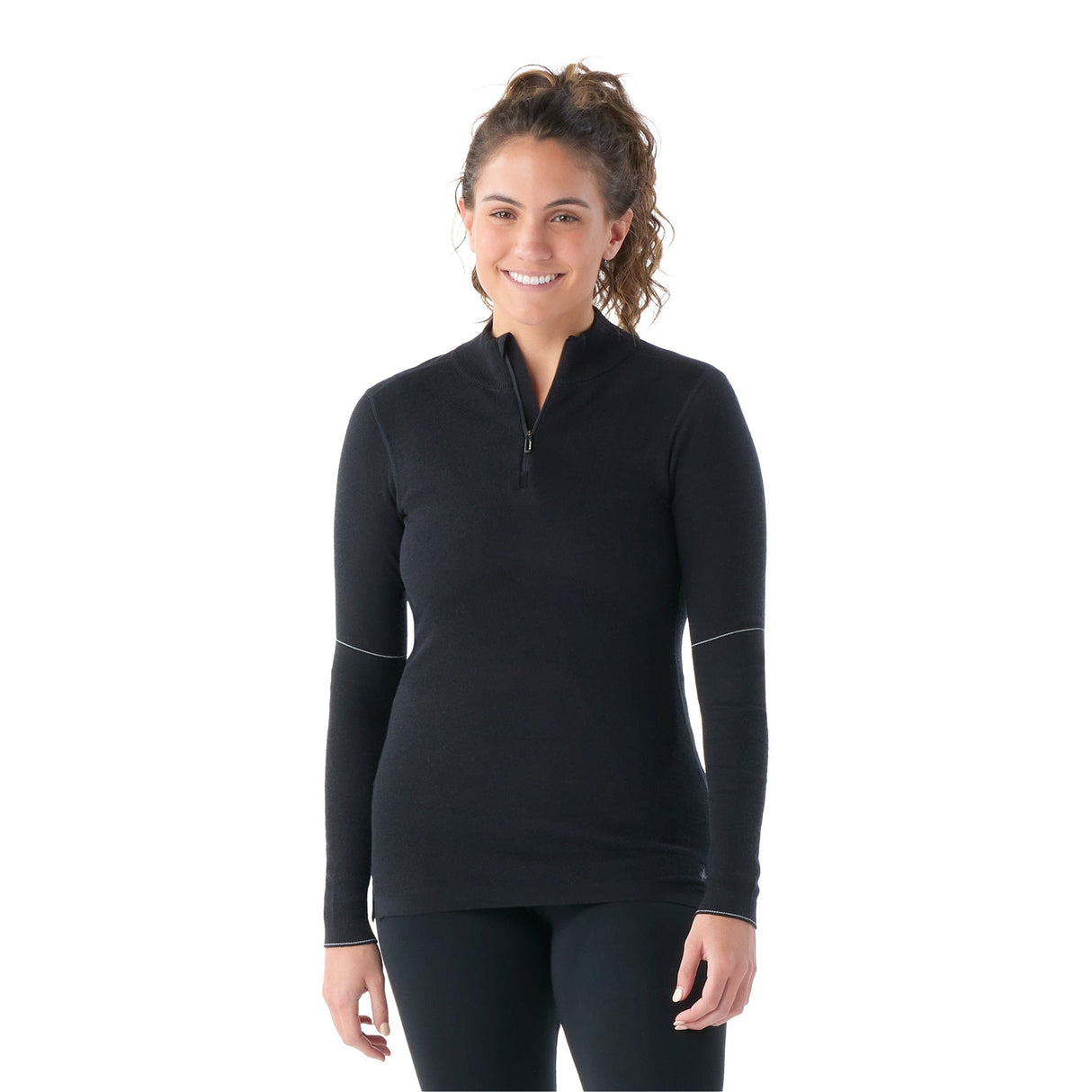 Smartwool Womens Intraknit Merino 250 Thermal 1/4 Zip - Clearance  -  Medium / Black