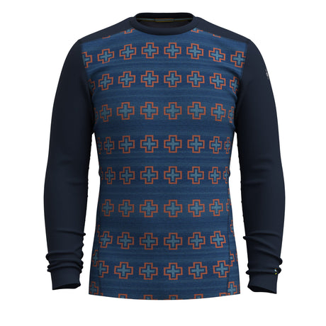 Smartwool Mens Classic Thermal Merino Base Layer Crew - Clearance  -  Small / Deep Navy Paths Crossed