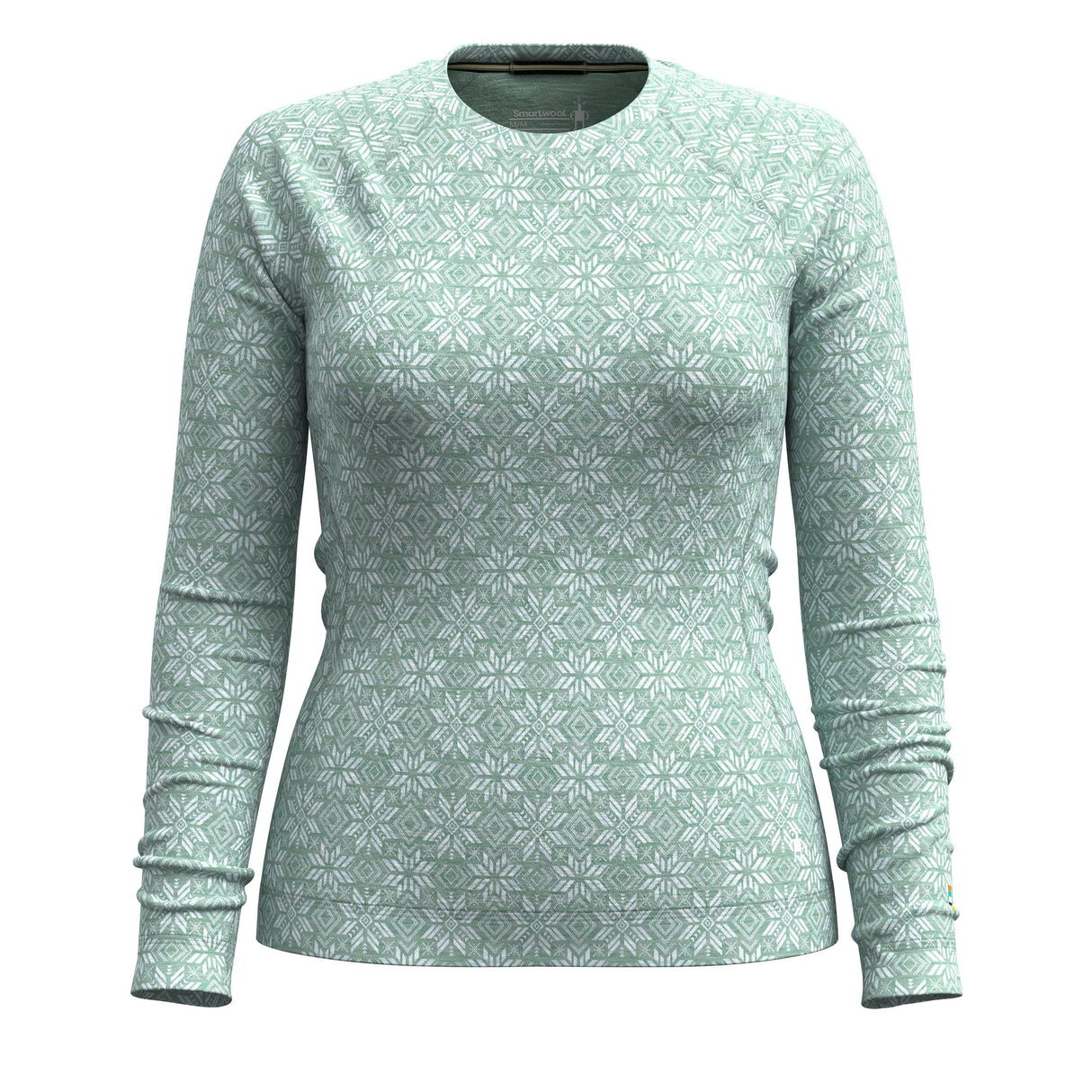 Smartwool Womens Classic Thermal Merino Base Layer Crew - Clearance - X-Small / Arctic Green Digi Snow