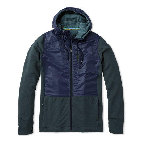 Smartwool Mens Merino Sport Fleece Full-Zip Hybrid Hoodie - Clearance  -  Small / Pine Gray Heather