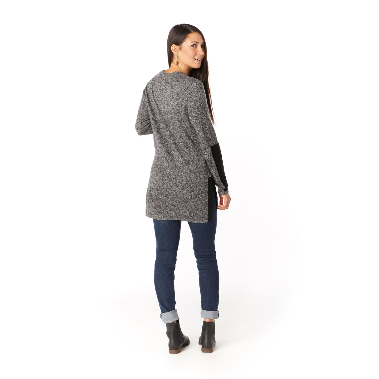 Smartwool Womens Shadow Pine Tunic Sweater - Clearance  -  Small / Black/Moonbeam Marl